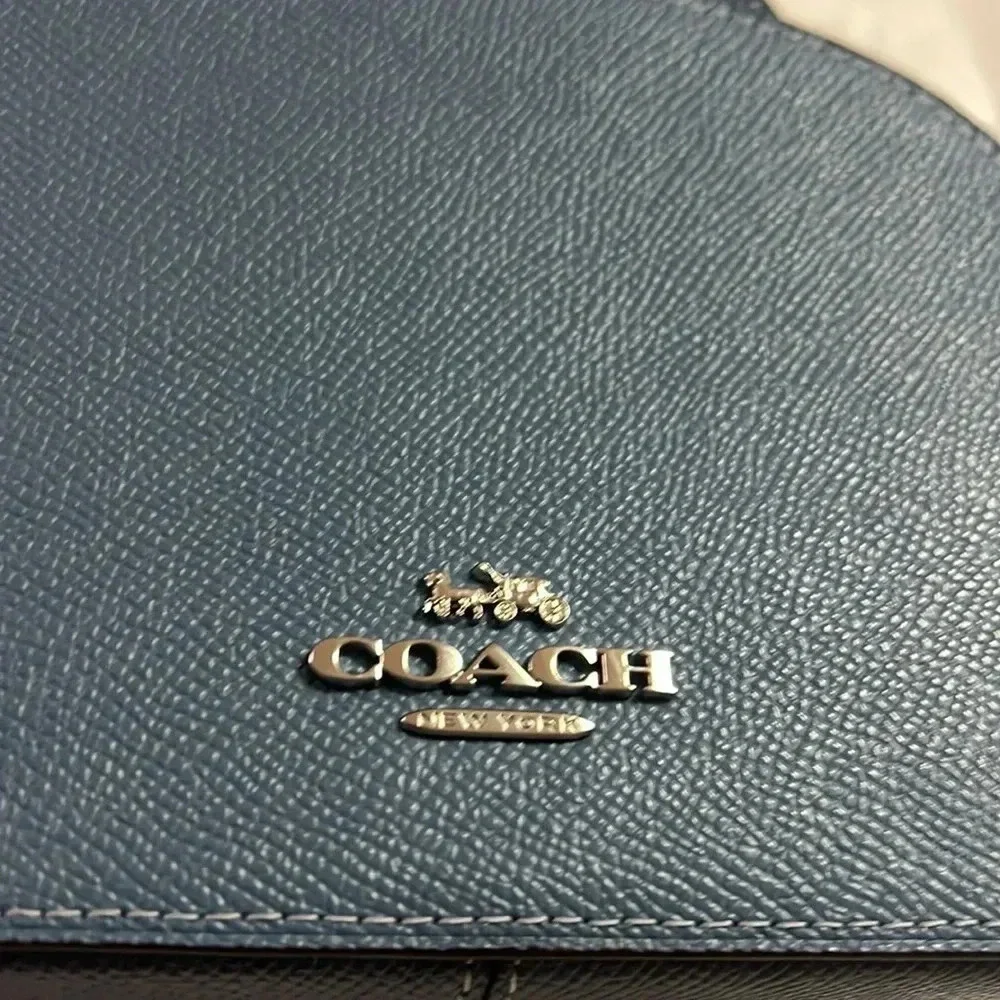 NWT Coach crossbody with blue leather and silver hardware